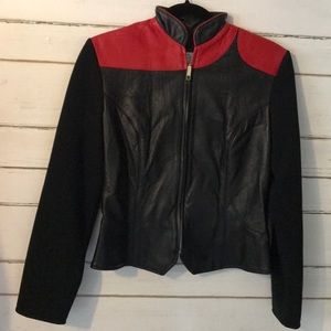 VINTAGE Red & black leather jacket